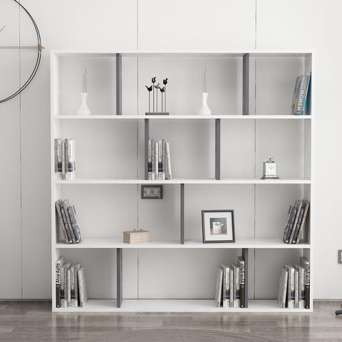 HUGO Bookcase White - Anthracite-FURNITURE>BOOKCASES-[sale]-[design]-[modern]-Modern Furniture Deals