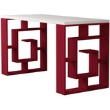 Maze Desk-White-Burgundy-Modern Furniture Deals