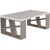 Shelfy Table-White-Mocha-Modern Furniture Deals