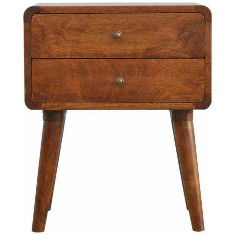 2 Drawer Curved Bedside-Modern Furniture Deals