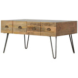 4 Drawer Coffee Table, Iron-Modern Furniture Deals