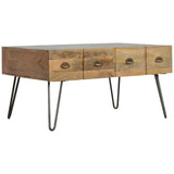 4 Drawer Coffee Table, Iron-Modern Furniture Deals