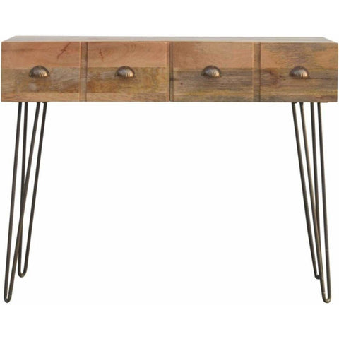 4 Drawer Solid Wood Console,Iron-Modern Furniture Deals