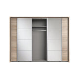 ANGELICA 4 Sliding Mirrored Door Wardrobe Light Oak-Wardrobe-Modern Furniture Deals