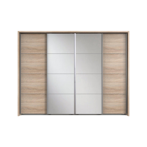 ANGELICA 4 Sliding Mirrored Door Wardrobe Light Oak-Wardrobe-Modern Furniture Deals