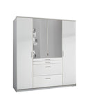 ANITA 4 Doors 4 Drawers Mirrored Wardrobe White-Wardrobe-Modern Furniture Deals