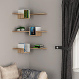 Ares Corner Shelf-Oak-Black-Modern Furniture Deals