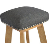 Black Tweed Bar Stool, Solid Wood-Modern Furniture Deals