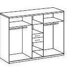 CAMILLA White And Graphite 6 Doors 2 Drawers Mirrored wardrobe-Wardrobe-Modern Furniture Deals