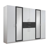 CAMILLA White And Graphite 8 Doors 2 Drawers Mirrored wardrobe-Wardrobe-Modern Furniture Deals