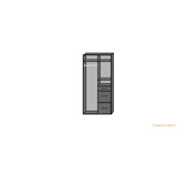 Compact 2 Doors 3 Drawers Mirrored Wardrobe Grey White-wardrobe-Modern Furniture Deals