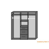 Compact 3 Doors 3 Drawers Mirrored Wardrobe Grey White-wardrobe-Modern Furniture Deals