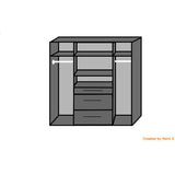 Compact 4 Doors 3 Drawers Mirrored Wardrobe Grey White Gloss-wardrobe-Modern Furniture Deals
