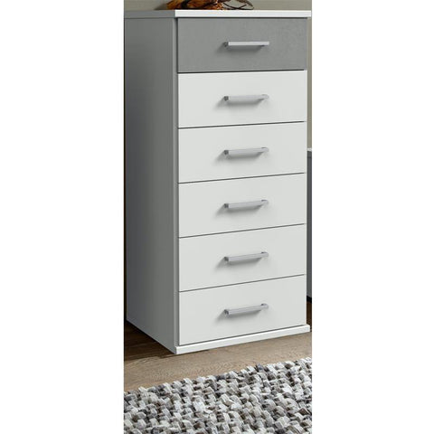 Compact 6 Chest of Drawers White, Grey-Chest of Drawer-Modern Furniture Deals