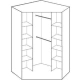 Compact Mirrored Corner Wardrobe Grey White-wardrobe-Modern Furniture Deals