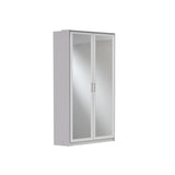 Compact Mirrored Corner Wardrobe Grey White-wardrobe-Modern Furniture Deals