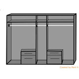 COMPAQ 5 Doors 4 Drawers Mirrored Wardrobe White-Modern Furniture Deals