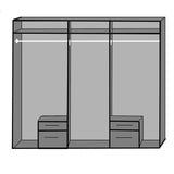 COMPAQ 6 Doors 4 Drawers Mirrored Wardrobe White-Modern Furniture Deals