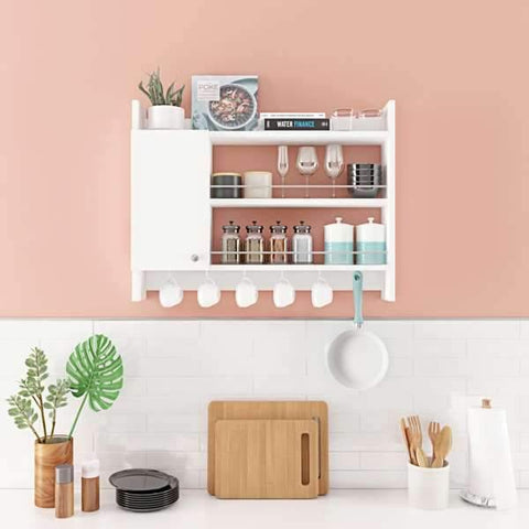 Corte One Door Kitchen Rack-White-Modern Furniture Deals