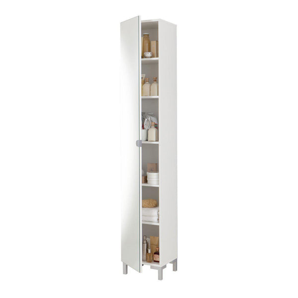 ELA Mirrored Tall Bathroom Cabinet, White-Modern Furniture Deals