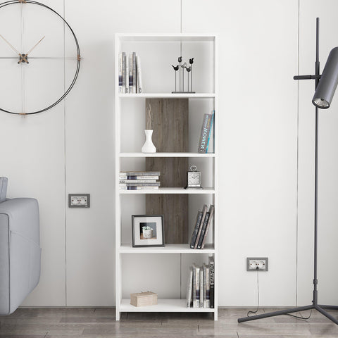 FANTASIA Bookcase White - Dark Coffee-FURNITURE>BOOKCASES-[sale]-[design]-[modern]-Modern Furniture Deals