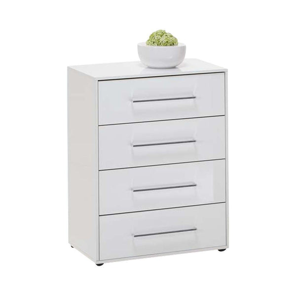 HAMBURG High Gloss White 4 Drawers Chest-Modern Furniture Deals