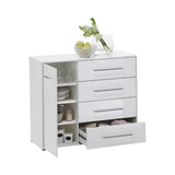 HAMBURG High Gloss White Sideboard 4 Drawers 1 Door-Modern Furniture Deals