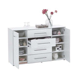 HAMBURG High Gloss White Sideboard 4 Drawers 2 Doors-Modern Furniture Deals