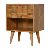 Hand Carved Trunk 1 Drawer Bedside Table-Modern Furniture Deals