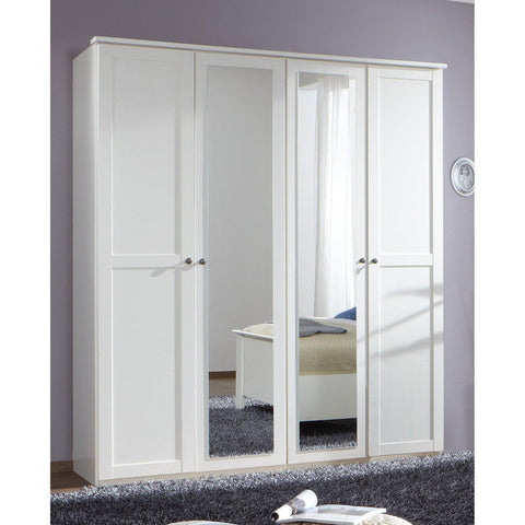 Harmony 4 Doors 2 Mirrors White Wardrobe-Wardrobe-Modern Furniture Deals