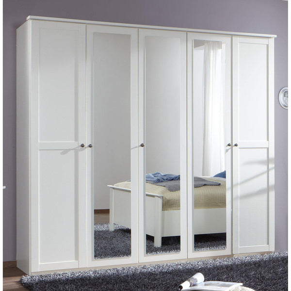 Harmony 5 Doors 3 Mirrors White Wardrobe-Wardrobe-Modern Furniture Deals