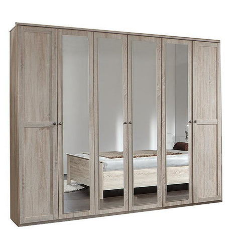 HARMONY 6 doors 4 mirrors oak wardrobe-Modern Furniture Deals