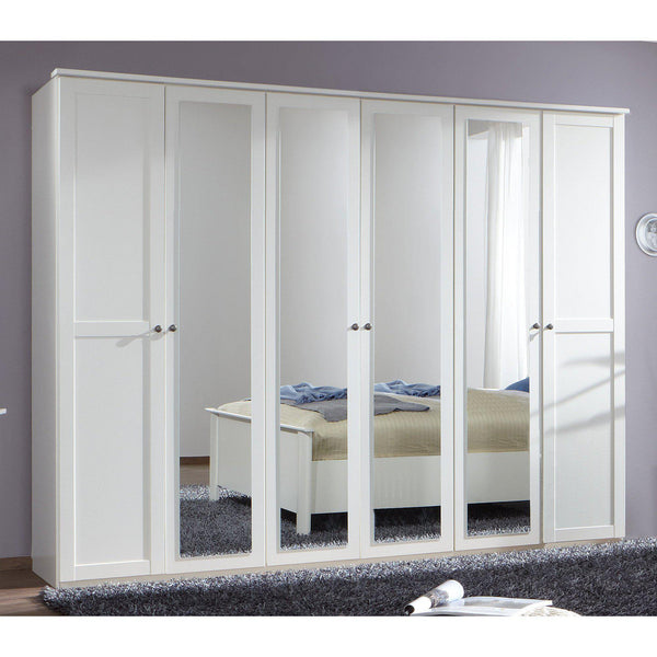 Harmony 6 Doors 4 Mirrors White Wardrobe-Wardrobe-Modern Furniture Deals