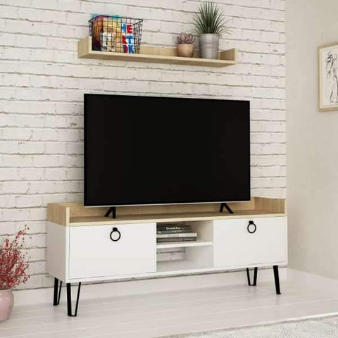 Hills Tv Cabinet-White-Oak-Modern Furniture Deals