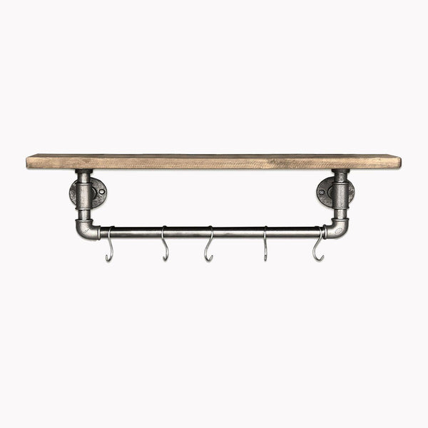 HOLA 60cm Wall Mounted Pipe Towel Rail, Shelf Set-BATHROOM>ACCESSORIES-[sale]-[design]-[modern]-Modern Furniture Deals