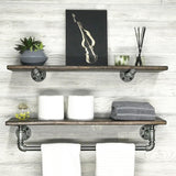 HOLA 60cm Wall Mounted Pipe Towel Rail, Shelf Set-BATHROOM>ACCESSORIES-[sale]-[design]-[modern]-Modern Furniture Deals