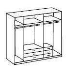 JOPE 5 Doors 6 Drawers Mirrored Wardrobe White Grey-Wardrobe-Modern Furniture Deals