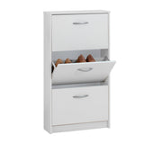 Kendale 3 Tier Shoe Storage Cabinet White, Oak-White-Modern Furniture Deals