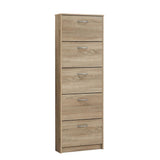 Kendale 5 Tier Shoe Storage Cabinet White, Oak-Oak-Modern Furniture Deals