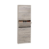 Kendale 5 Tier Shoe Storage Cabinet White, Oak-Sand Oak-Modern Furniture Deals