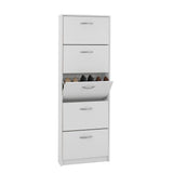 Kendale 5 Tier Shoe Storage Cabinet White, Oak-White-Modern Furniture Deals