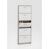 Kendale 5 Tier Shoe Storage Cabinet White, Oak-White-Oak-Modern Furniture Deals