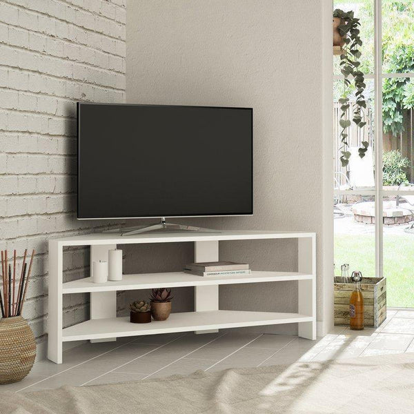 Khorn Corner Tv Stand-White-Modern Furniture Deals