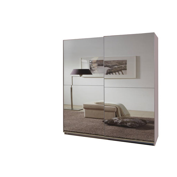 KRO White Mirrored Sliding Door Wardrobe 135cm-Modern Furniture Deals