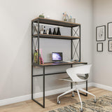 KRON Industrial Desk With Bookcase Rustic Metal-Oak-Desk-[sale]-[design]-[modern]-Modern Furniture Deals