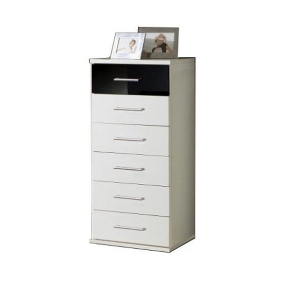 LORIN White And Black Narrow 6 Drawer Chest-Modern Furniture Deals