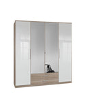 LORIN White And Oak Gloss 4 Door 2 Drawer Wardrobe-Modern Furniture Deals