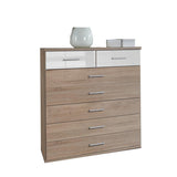LORIN White And Oak Gloss 5+2 Chest-Modern Furniture Deals