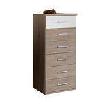 LORIN White And Oak Narrow 6 Drawer Chest-Modern Furniture Deals
