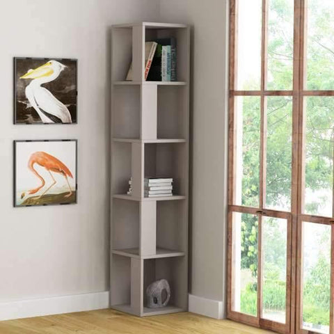 Lucky Corner Bookcase-White-Modern Furniture Deals